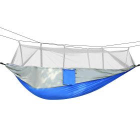 600lbs Load 2 Persons Hammock with Mosquito Net Outdoor Hiking Camping Hommock Portable Nylon Swing Hanging Bed - Grey