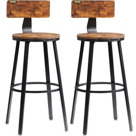 VEVOR Rustic Bar Stools Counter Height Round Bar Chairs with Backrest 29" 2 Set - Default