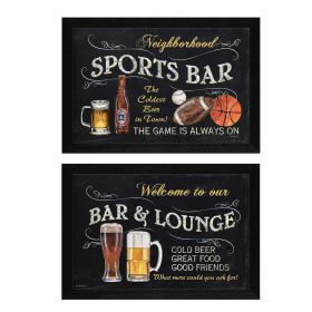 "Sports Bar Collection" 2-Piece Vignette By Debbie DeWitt, Printed Wall Art, Ready To Hang Framed Poster, Black Frame - as Pic