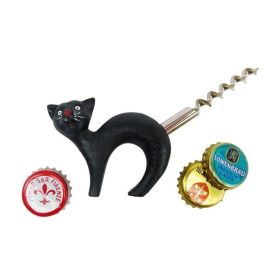 Bar Gift Elegant And Refined Design Cast Iron Bottle Opener - As pic show - Black Cat