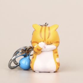 Resin Keychain Chain Orange Cat Bell (Color: Yellow)