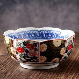 Japanese Ceramic Soup Plate Court Painting Retro Nostalgia (Option: 7inch lotus bowl064)