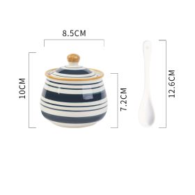 Household Kitchen Condiment Pot Ceramic Suit (Option: Small round wheel)