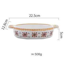 Creative Tableware For Household Ceramic Baking Bowls And Plates (Option: Oval Cream Flower)