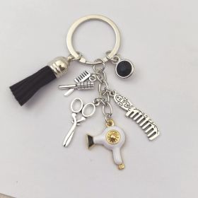 Tassel Black Diamond Mini Key Chain (Color: White)
