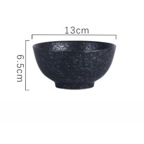 Household Underglaze Hand Painted Ceramic Rice Bowl (Option: Black color-5inches)