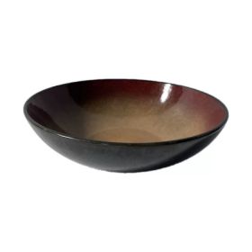 Retro And Old Stoneware Porcelain Color Glaze Relief Household Instant Noodle Bowl (Option: Q)