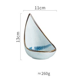 Japanese Ceramic Snack Dish Seasoning Creative Tableware (Option: Small tooth plate-Wave blue)