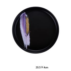 Nordic Personality Simple Ceramic Flat Plate (Option: Black violet-8inch deep dish)