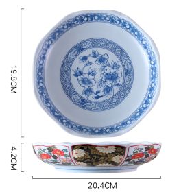 Japanese Ceramic Soup Plate Court Painting Retro Nostalgia (Option: 8inch lotus dish064)
