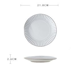 Beautiful Ceramic Dinner Plate Advanced Sense Of Micro Flaw (Option: Light grey striped disk)
