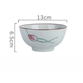 Household Underglaze Hand Painted Ceramic Rice Bowl (Option: Lotus-5inches)