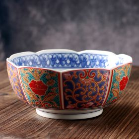 Japanese Ceramic Soup Plate Court Painting Retro Nostalgia (Option: 7inch lotus bowl067)