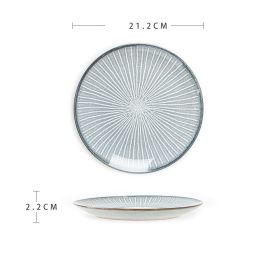 Beautiful Ceramic Dinner Plate Advanced Sense Of Micro Flaw (Option: Line platter)