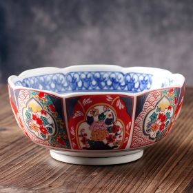 Japanese Ceramic Soup Plate Court Painting Retro Nostalgia (Option: 7inch lotus bowl066)