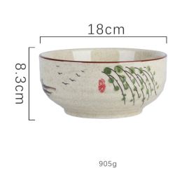 Household Underglaze Hand Painted Ceramic Rice Bowl (Option: Willow-7inches)