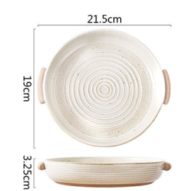Thread Double Ear Disc Vintage Japanese Coarse Ceramics (Option: Beige-8inch)