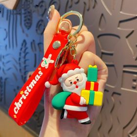 Cartoon Epoxy Santa Claus David's Deer Doll Keychain (Option: Santa Claus Three Gift Boxes-OPP Bag Packaging)