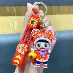 Creative Cute Tiger Head Doll Keychain (Option: Red-Lantern)