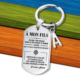 Stainless Steel Dog Tag Keychain To My Son (Option: AMONFILS-Letter Free Accessories)