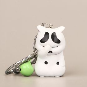Resin Keychain Chain Orange Cat Bell (Color: White)