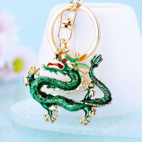 Lucky Chinese Dragon Shape Car Keychain (Color: Green)