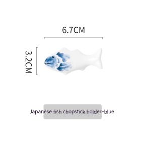 Japanese Ceramic Chopstick Holder For Storing Ceramic Household Utensils (Option: Fish shaped Peony Blue)