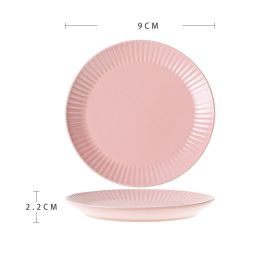 Beautiful Ceramic Dinner Plate Advanced Sense Of Micro Flaw (Option: Pink platter)