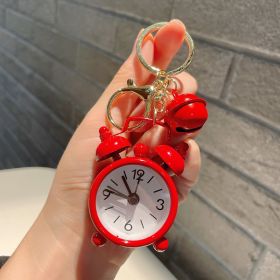 Cute Mini Alarm Clock Keychain Handbag Pendant (Color: Red)