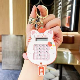 Multifunctional Mini Exquisite Calculator Keychain Pendant (Option: Cat Calculator White-OPP Bag Packaging)