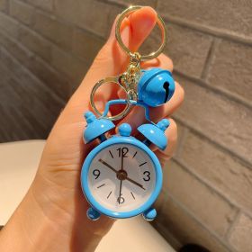 Cute Mini Alarm Clock Keychain Handbag Pendant (Color: Blue)
