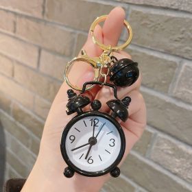Cute Mini Alarm Clock Keychain Handbag Pendant (Color: Black)