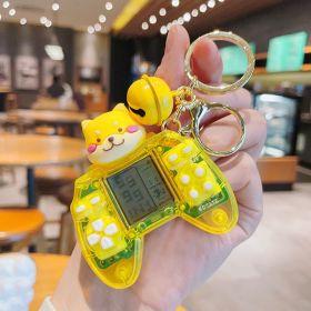 Cartoon Mini Handle Game Console Keychain (Color: Yellow)