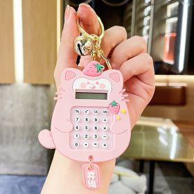 Multifunctional Mini Exquisite Calculator Keychain Pendant (Option: Cat Calculator Pink-OPP Bag Packaging)