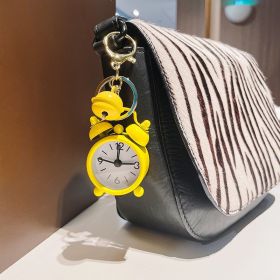 Cute Mini Alarm Clock Keychain Handbag Pendant (Color: Yellow)