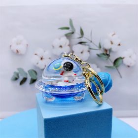 Creative Acrylic Spaceman Oil Keychain Pendant (Option: Blue Flying Ship Planet)