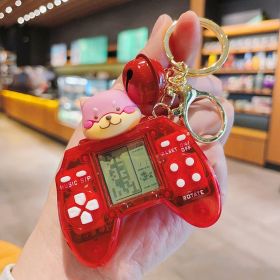 Cartoon Mini Handle Game Console Keychain (Color: Red)
