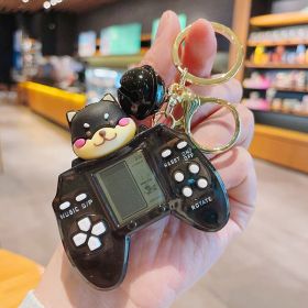 Cartoon Mini Handle Game Console Keychain (Color: Black)