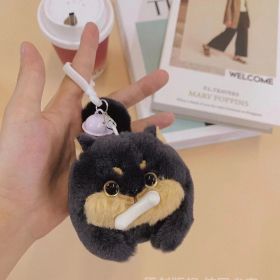Keychain Wagging Tail Cat Xiaofei Pig Plush (Option: Small Shiba Inu Black Keychain)