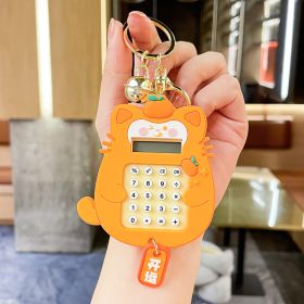 Multifunctional Mini Exquisite Calculator Keychain Pendant (Option: Cat Calculator Orange-OPP Bag Packaging)