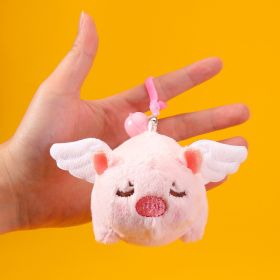 Keychain Wagging Tail Cat Xiaofei Pig Plush (Option: White Squinting)