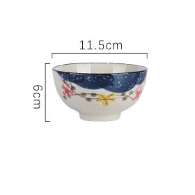 Household Underglaze Hand Painted Ceramic Rice Bowl (Option: Clear color-4.5inches)