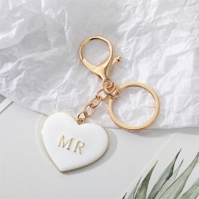 South Korea Simple Personality Alloy Black And White Peach Heart Keychain (Option: 2 White Mr)