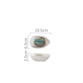Irregular Creative Small Saucer Shaped Ceramic (Option: Green Ink Magnolia Plate)