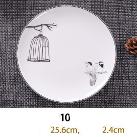 Bone China Dish Deep Plate Shallow Creative European Style (Option: Stroke plate-10inch platter)