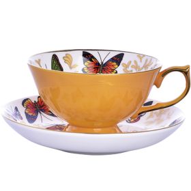 European Light Luxury Ceramic Coffee Cup And Saucer (Color: Yellow)