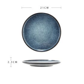 Beautiful Ceramic Dinner Plate Advanced Sense Of Micro Flaw (Option: Starry blue disc)