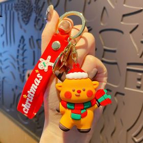 Cartoon Epoxy Santa Claus David's Deer Doll Keychain (Option: Ginger Cake Elk-OPP Bag Packaging)