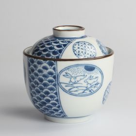 Japanese Ceramic Rice Bowl With Lid Preservation Cup (Option: White rabbit-Large)