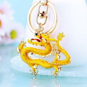 Lucky Chinese Dragon Shape Car Keychain (Color: Yellow)